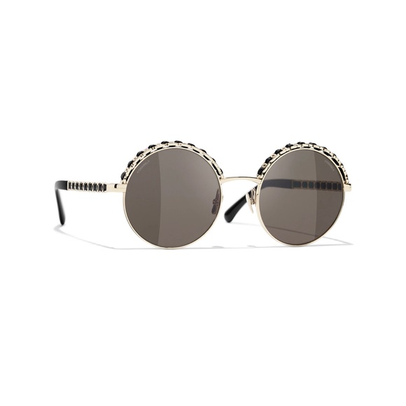 NEW CHANEL ROUND SUNGLASSES WITH CHAIN TRIM DETAIL - Picture 1 of 11